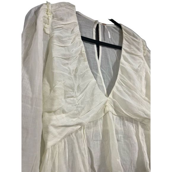 NEW! FREE PEOPLE Daia Pirate Airy Flounce Ruffle Peasant Peplum Top Blouse Small - Picture 4 of 15
